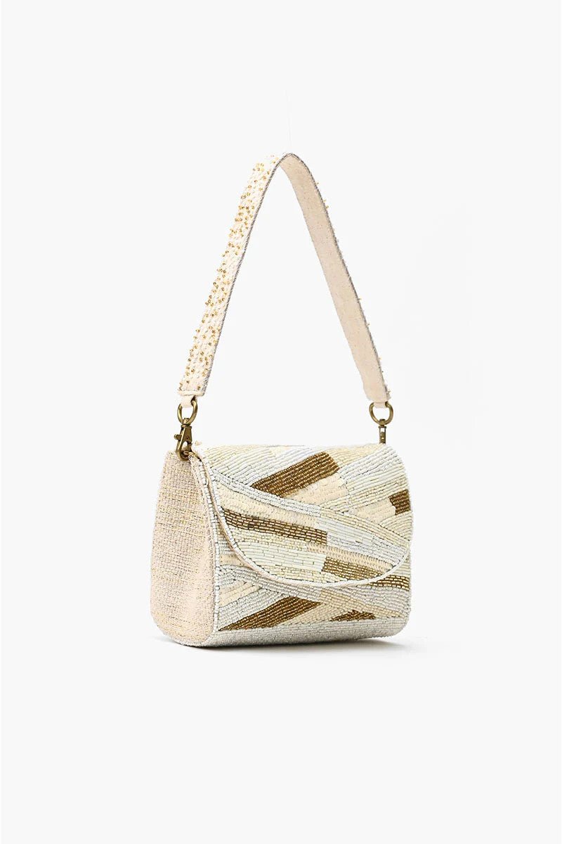 <p>Winter White Beaded Shoulder Bag</p> - Indigo Republic Boutique