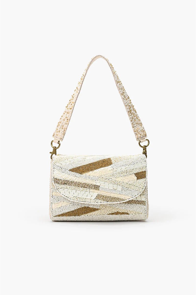 <p>Winter White Beaded Shoulder Bag</p> - Indigo Republic Boutique