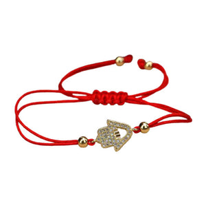 <p>Hamsa CZ Red Cord Bracelet</p>