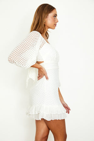 <p>Kimberly Balloon Sleeve Mini Dress</p>
