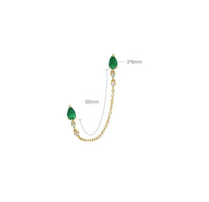 <p>Emerald Stone Chain Stud Earrings</p>