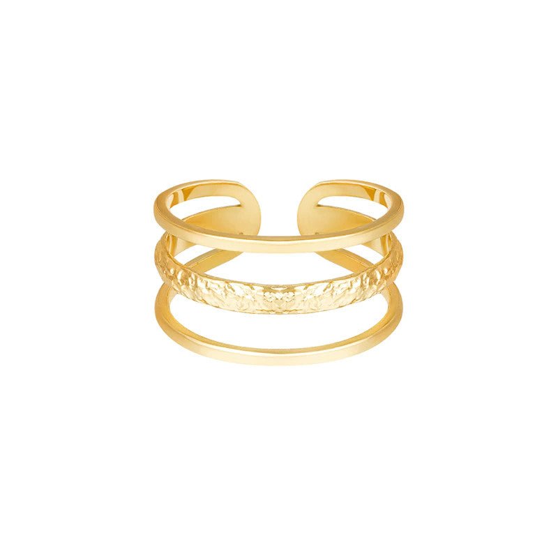 <p>Hammered 3 Row Ring</p> - Indigo Republic Boutique